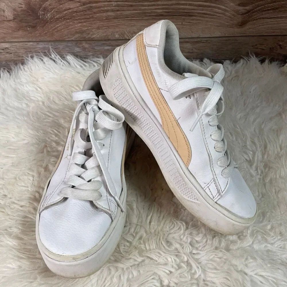 PUMA Smash Platform 3.0 Women’s Sneakers Style 390758-03 Peach White Size 7